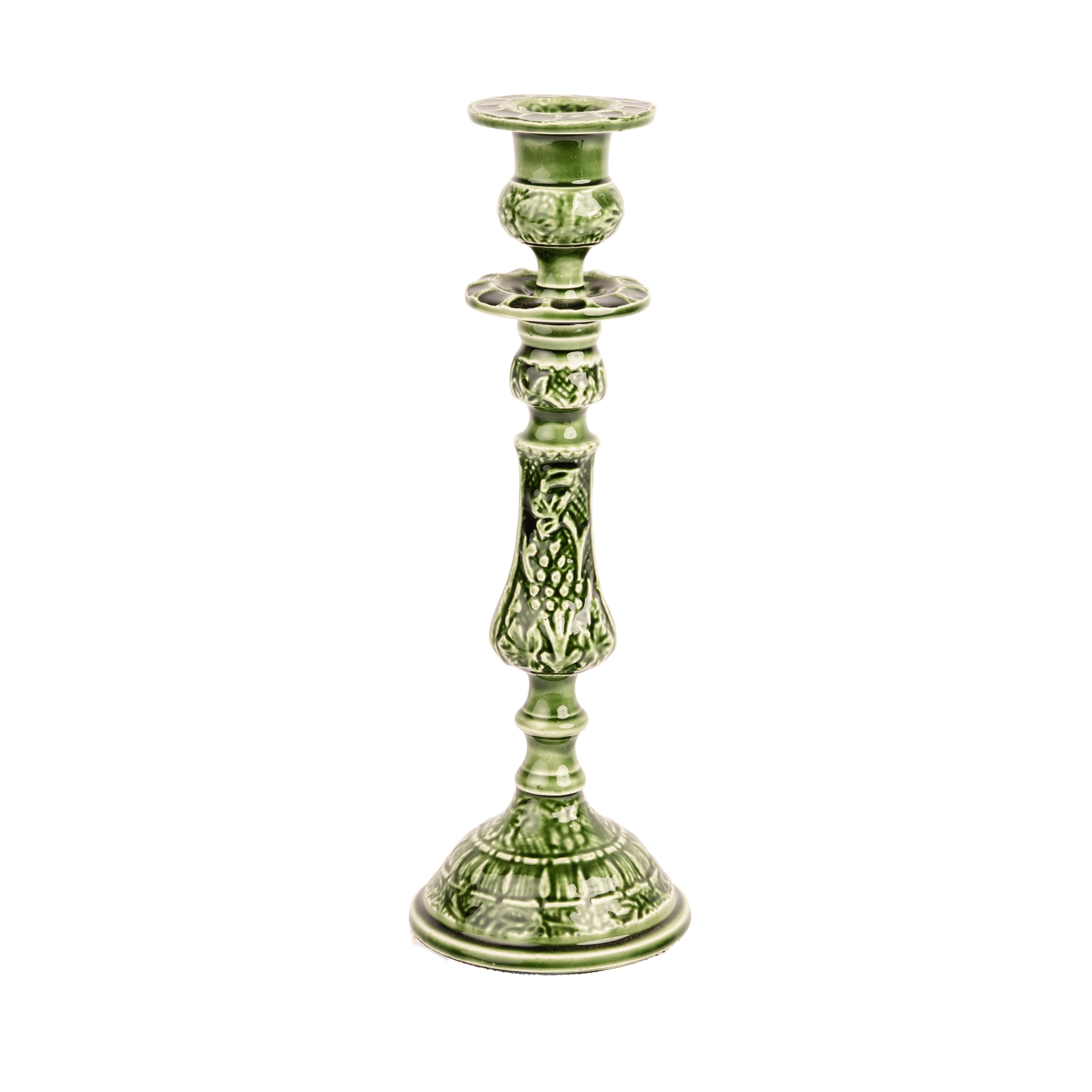ENAMEL CANDLESTICK - GREEN - LARGE