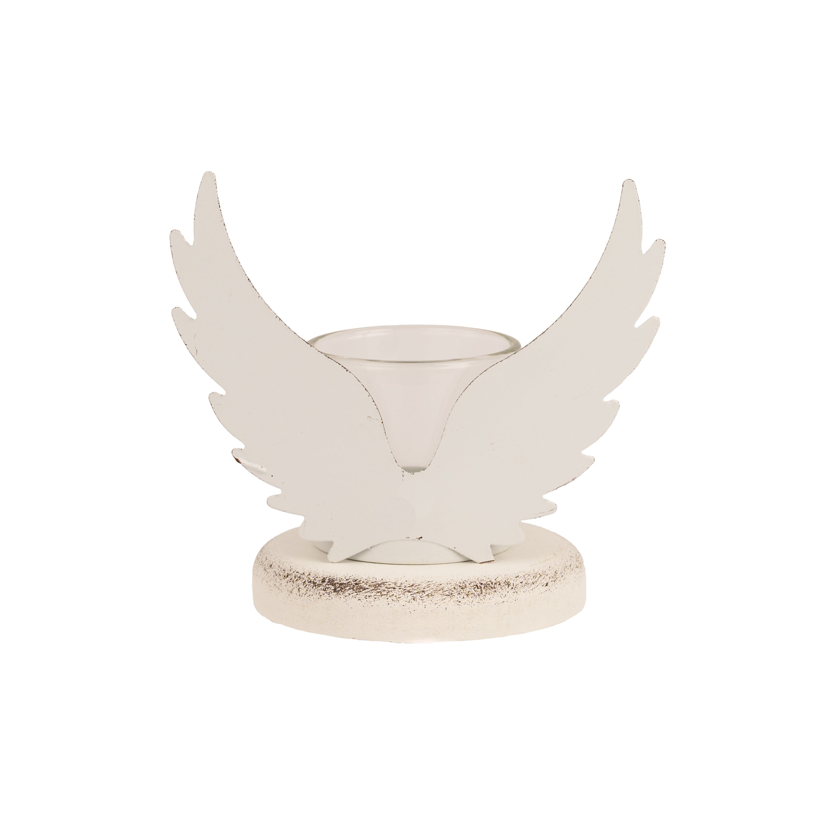 METAL WHITE WING T-LIGHT HOLDER