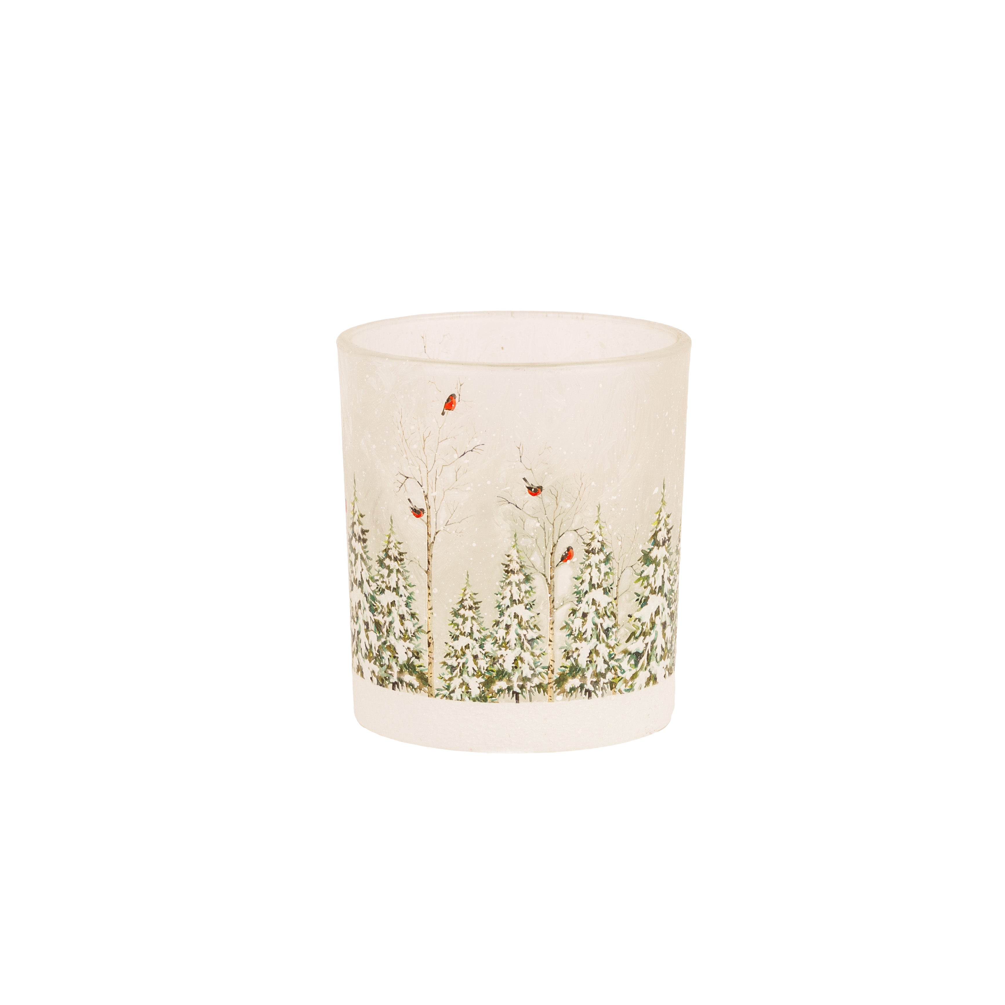 SNOWY TREES SCENE CANDLE HOLDER (Large)