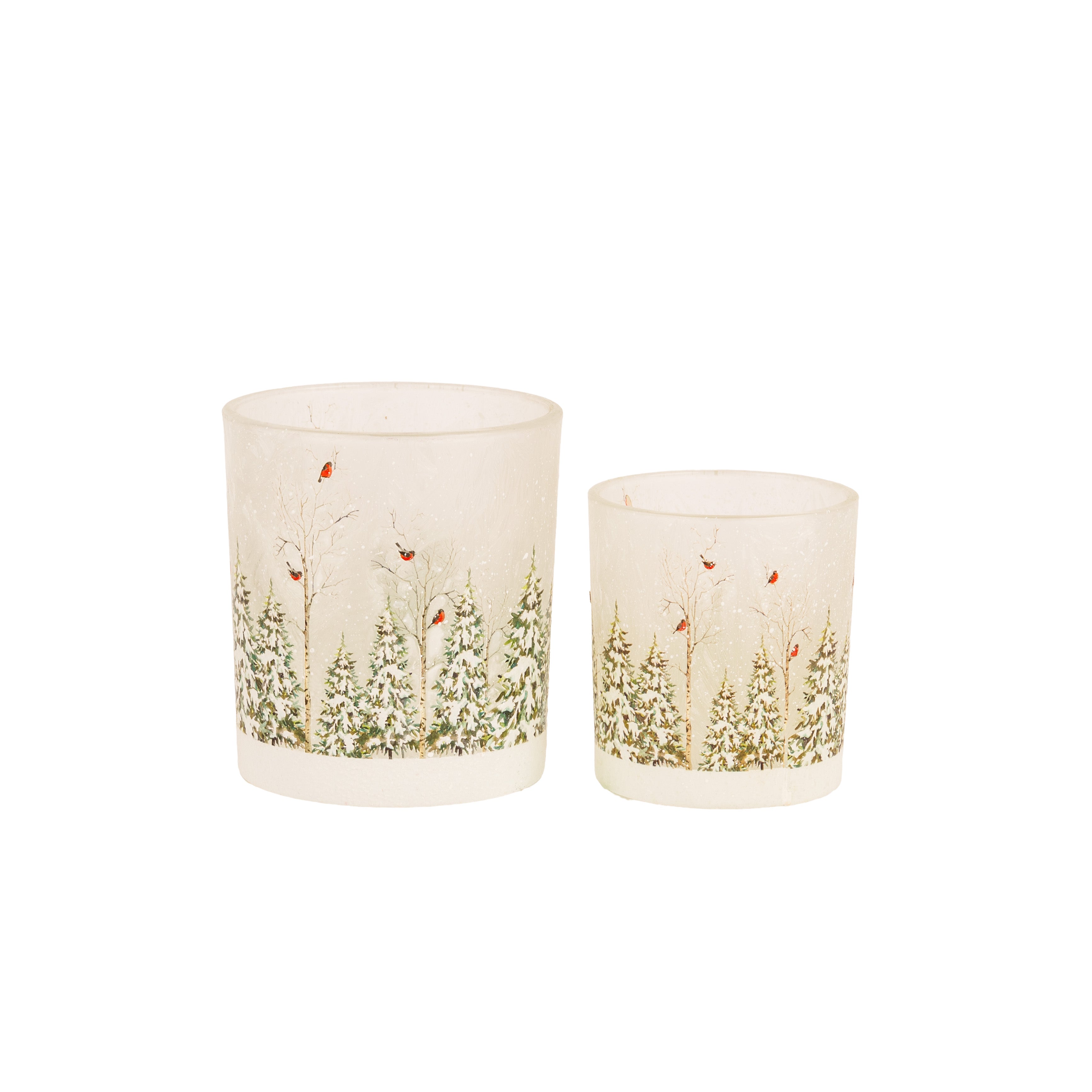 SNOWY TREES SCENE CANDLE HOLDER (Large)