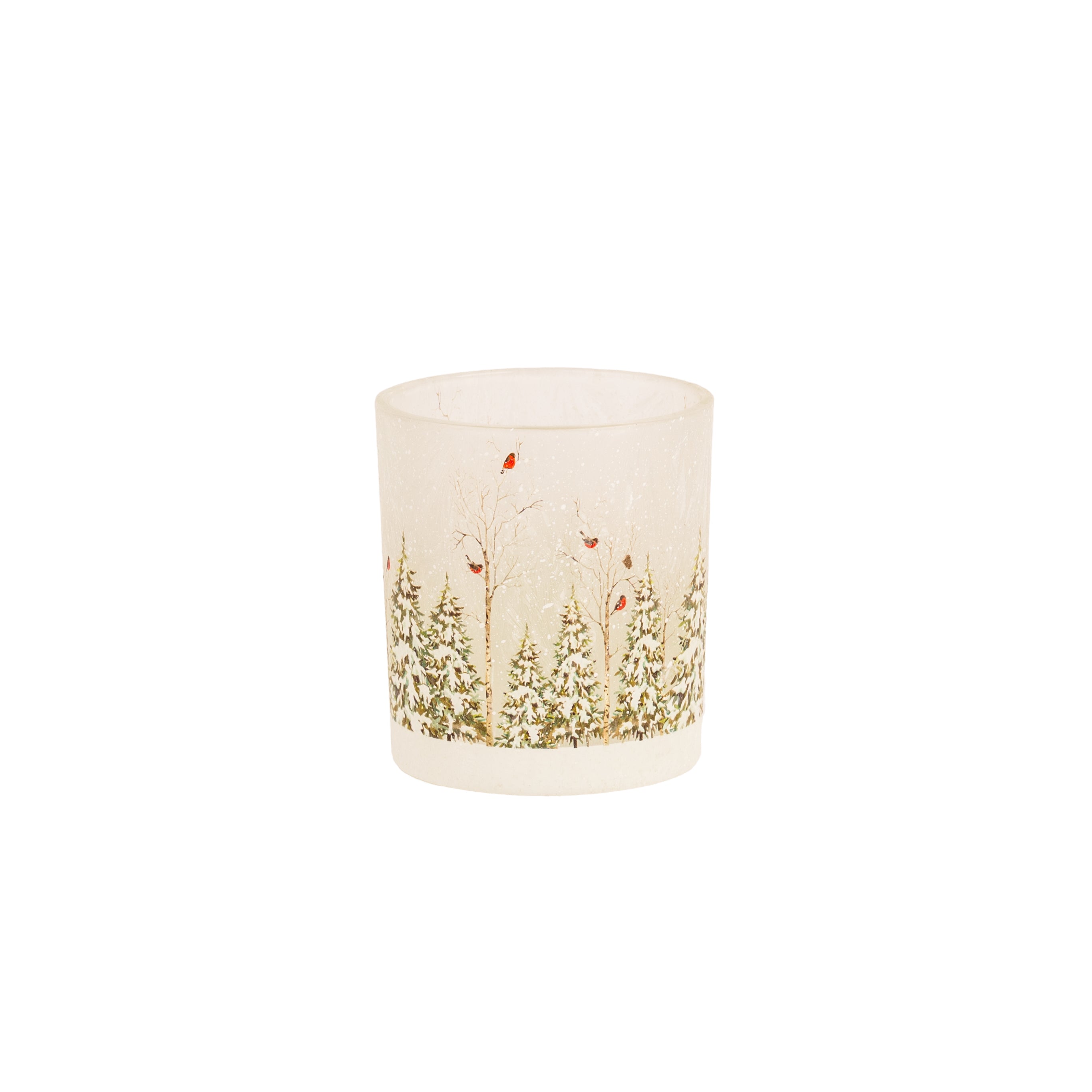 SNOWY TREES SCENE CANDLE HOLDER (Small)