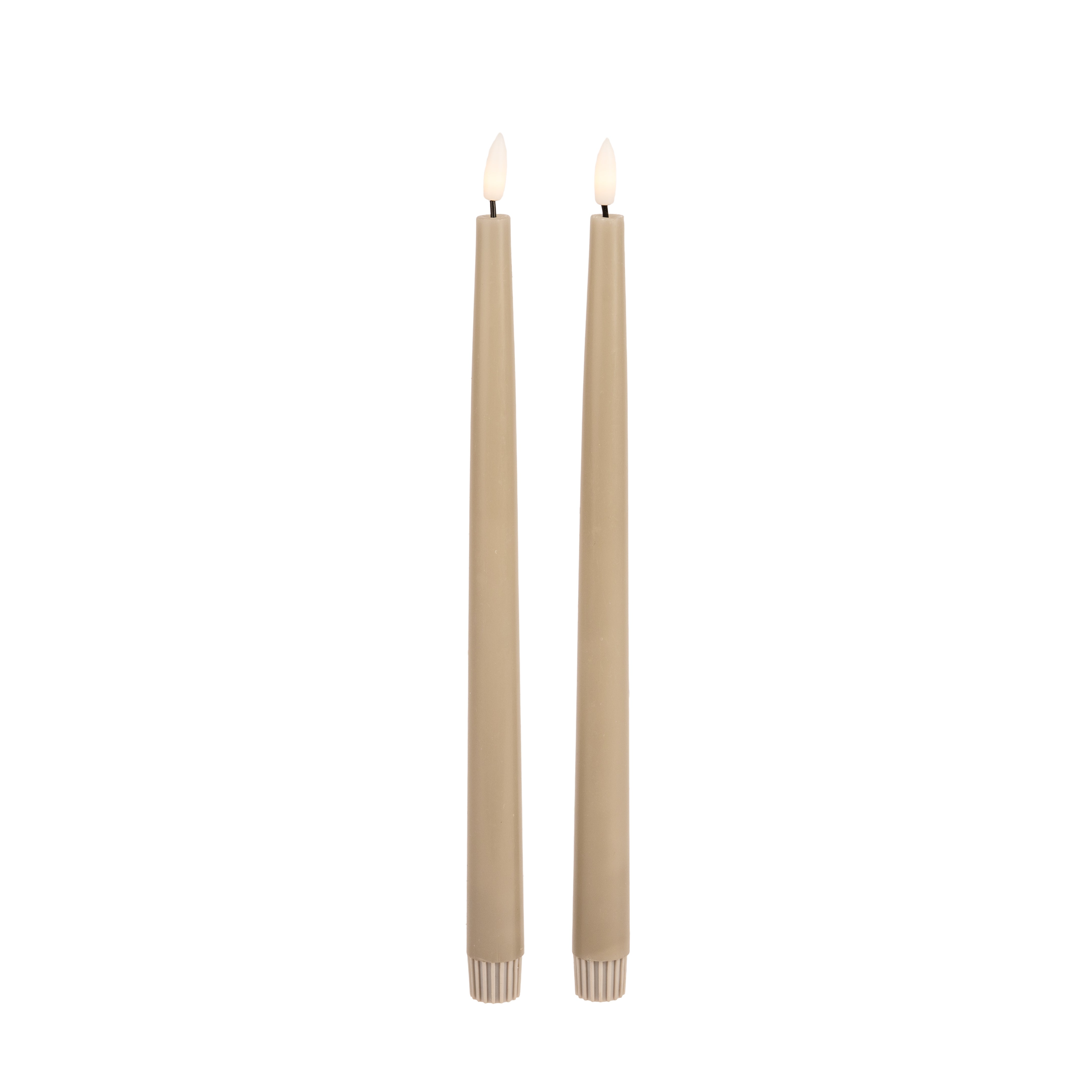 S/2 LED Wax Dinner Candles - Grey