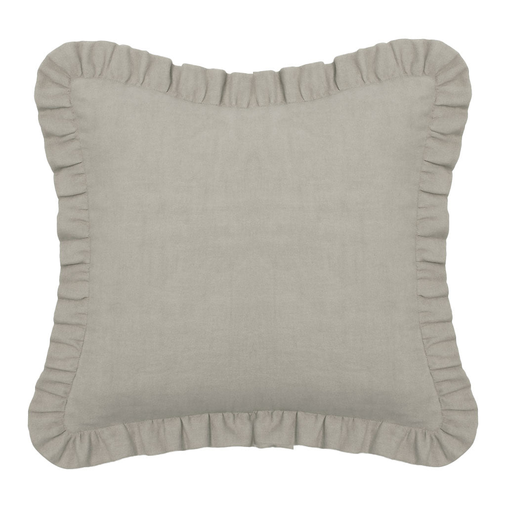 RUFFLE CUSHION NATURAL LINEN