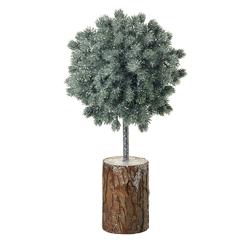 GREEN GLITTER TREE WITH WOODEN BASE