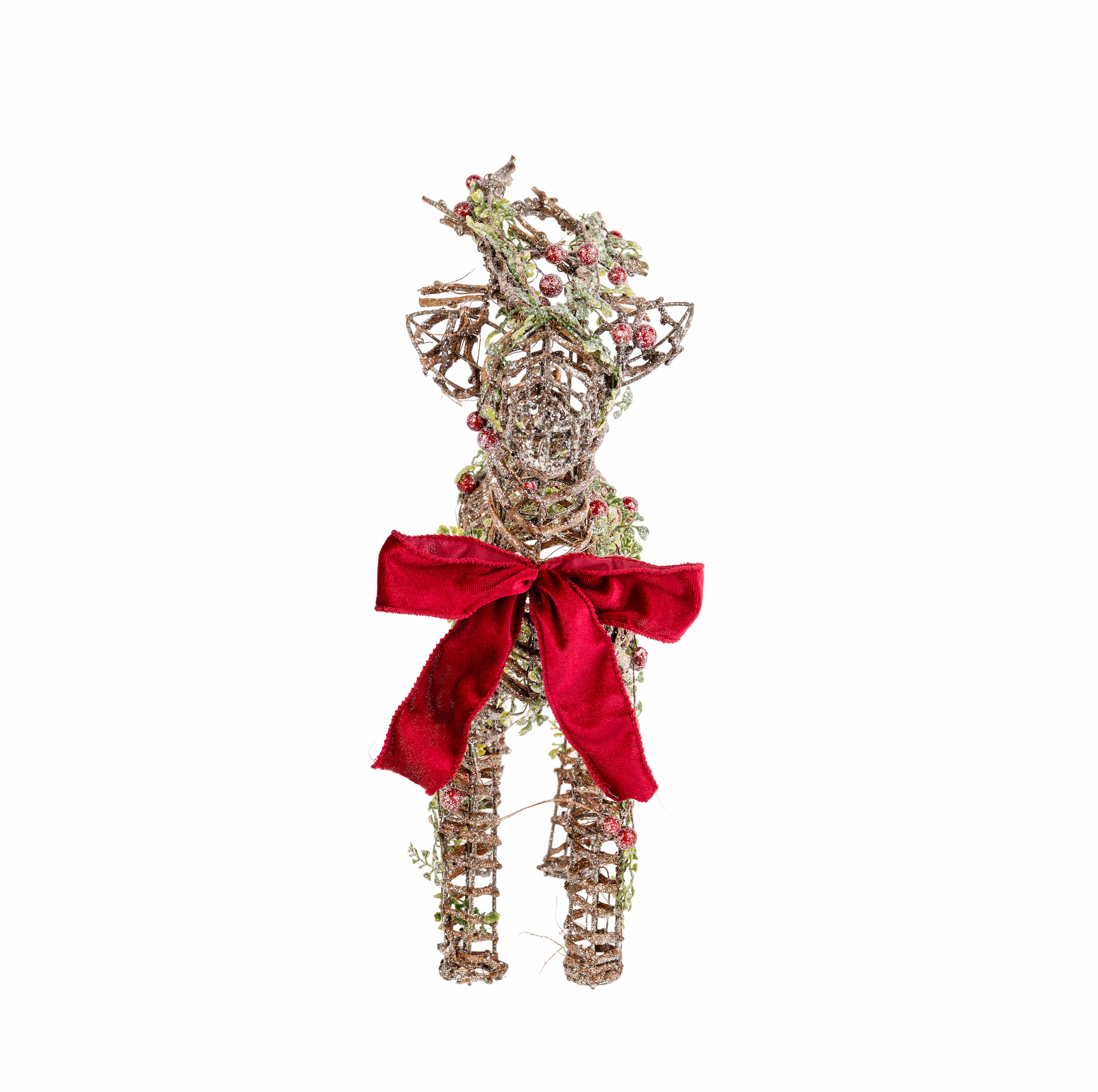 RATTAN REINDEER WITH RED BOW