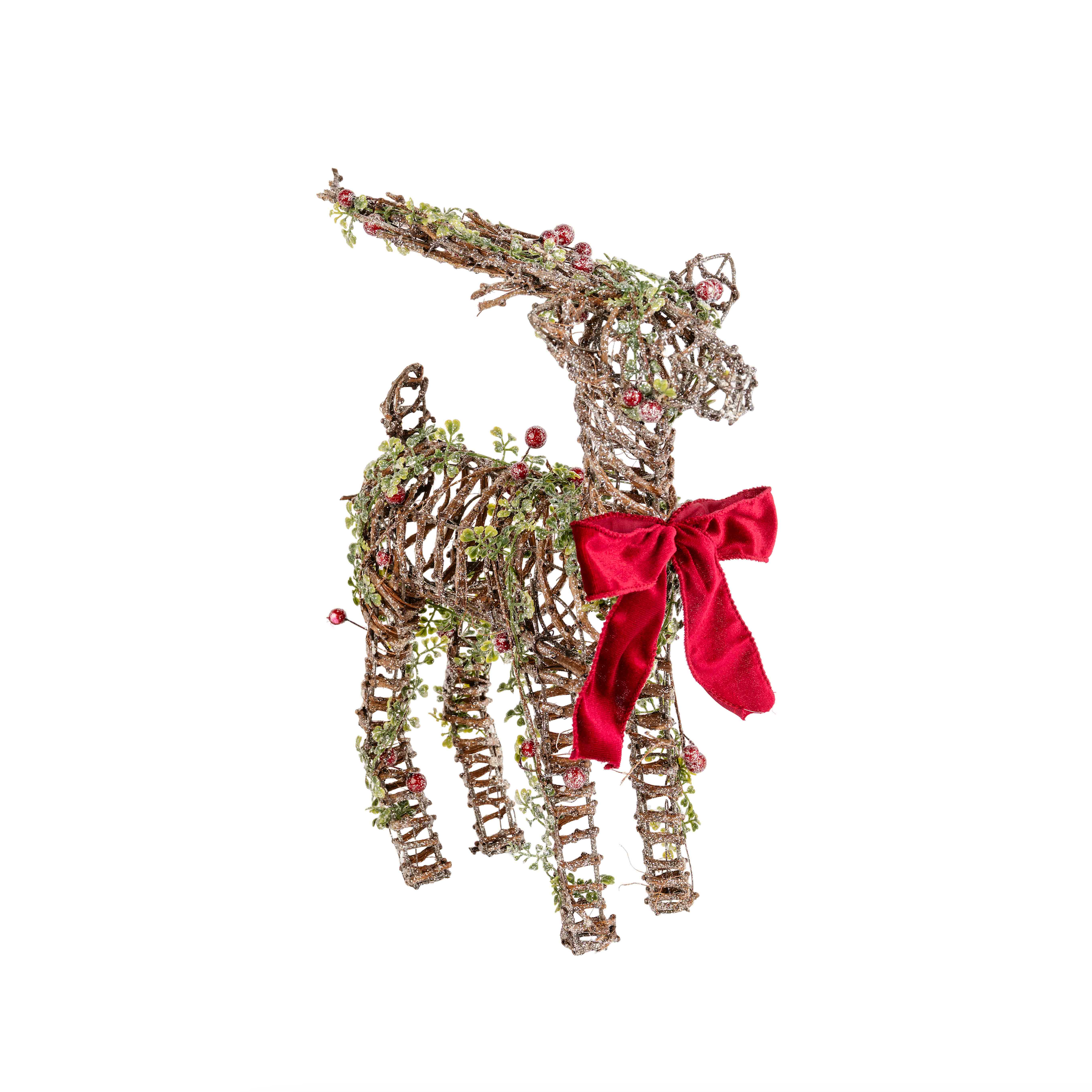 RATTAN REINDEER WITH RED BOW