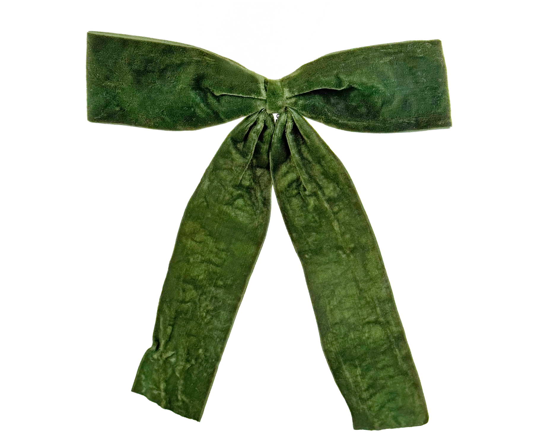 Velvet Bow On Clip - Green