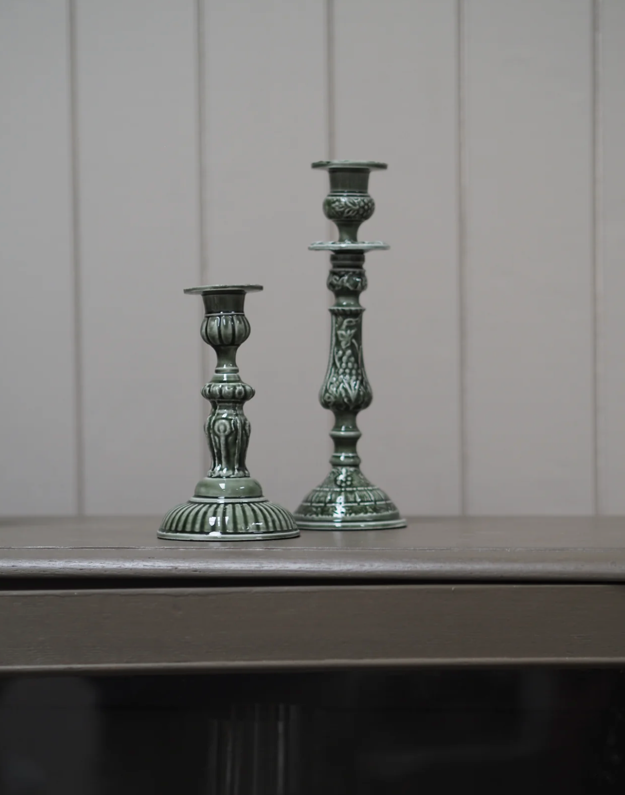 ENAMEL CANDLESTICK - GREEN - SMALL