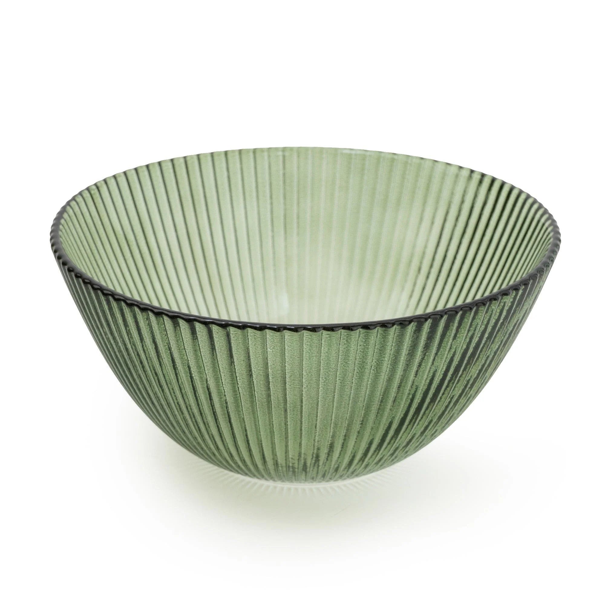 RIBBED GLASS BOWL OLIVE