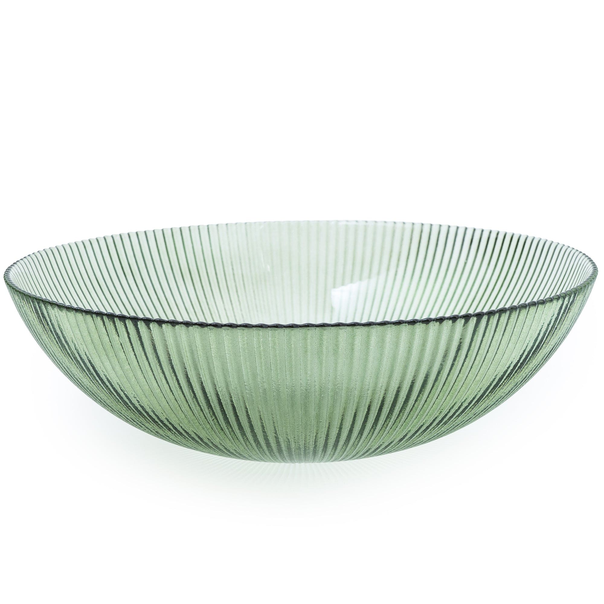 GREEN RIBBED GLASS BOWL