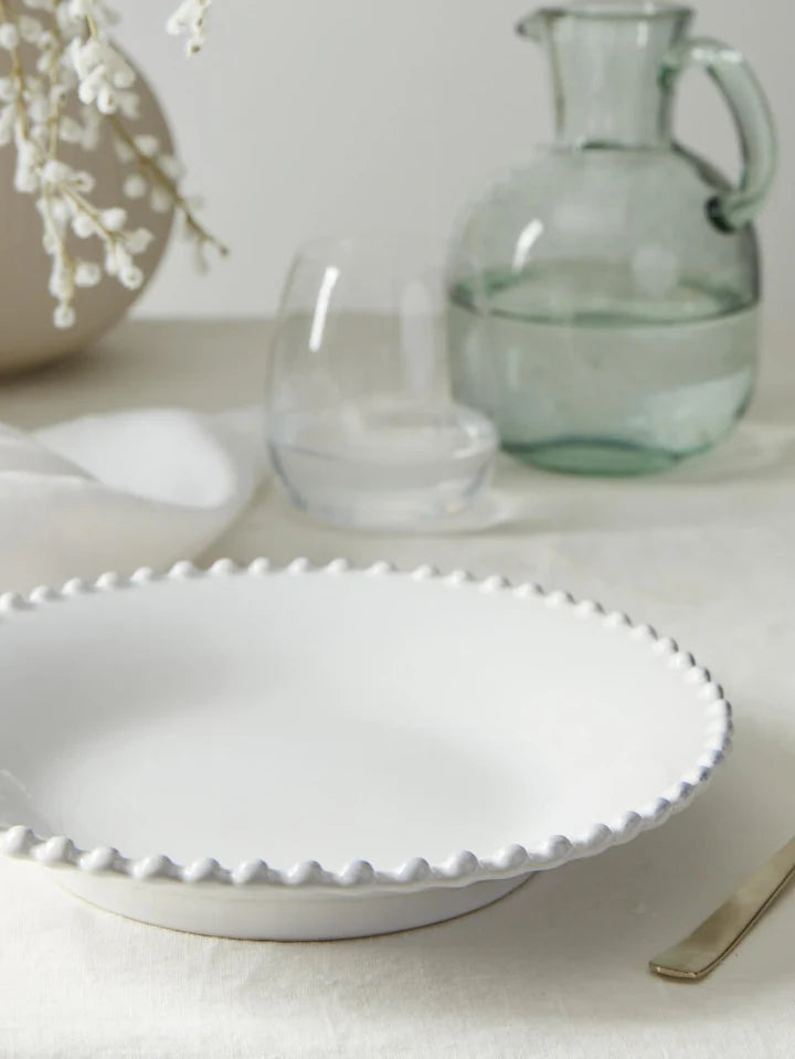 WHITE CHINA BOBBLE EDGE SOUP BOWL