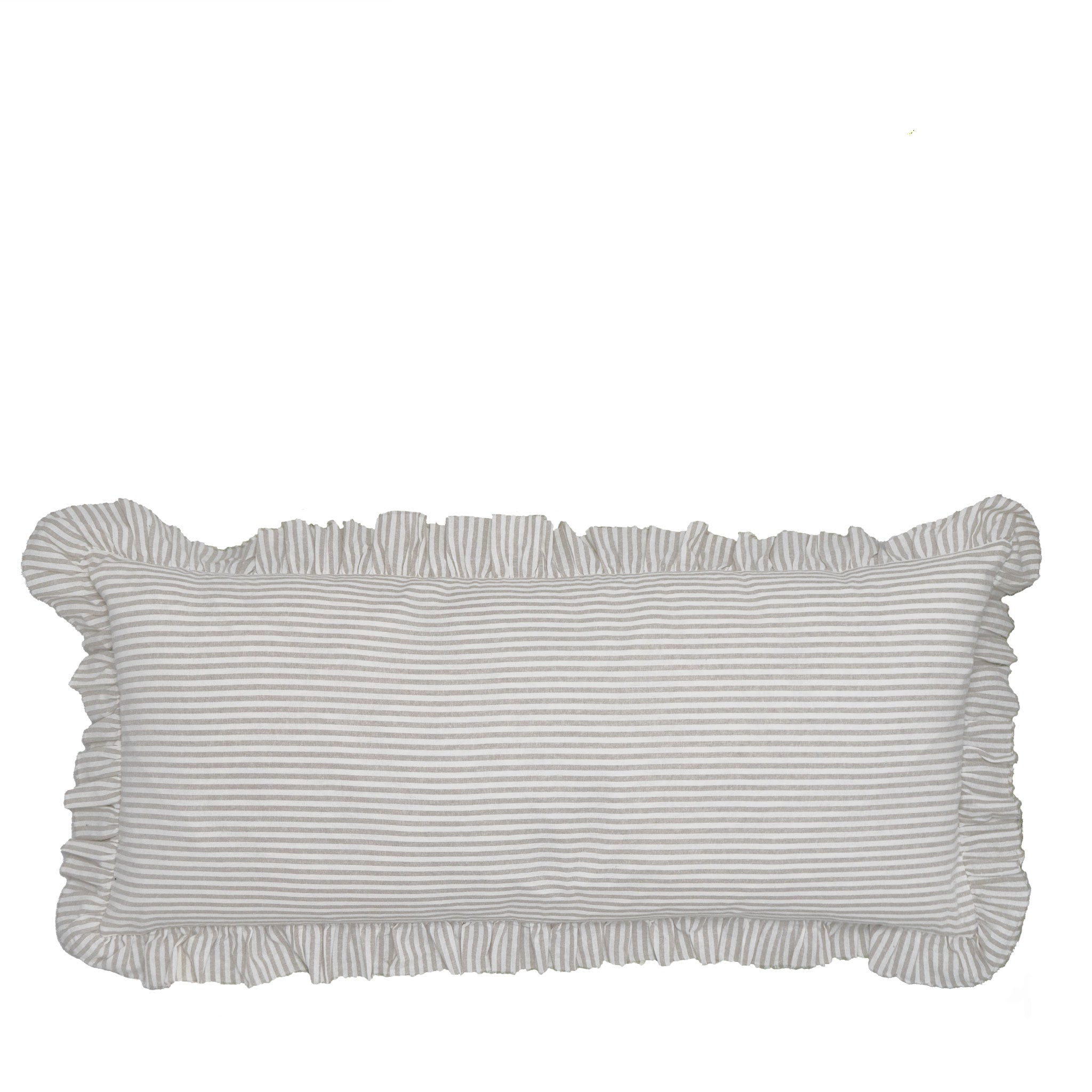 STRIPED BOLSTER WITH FRILL