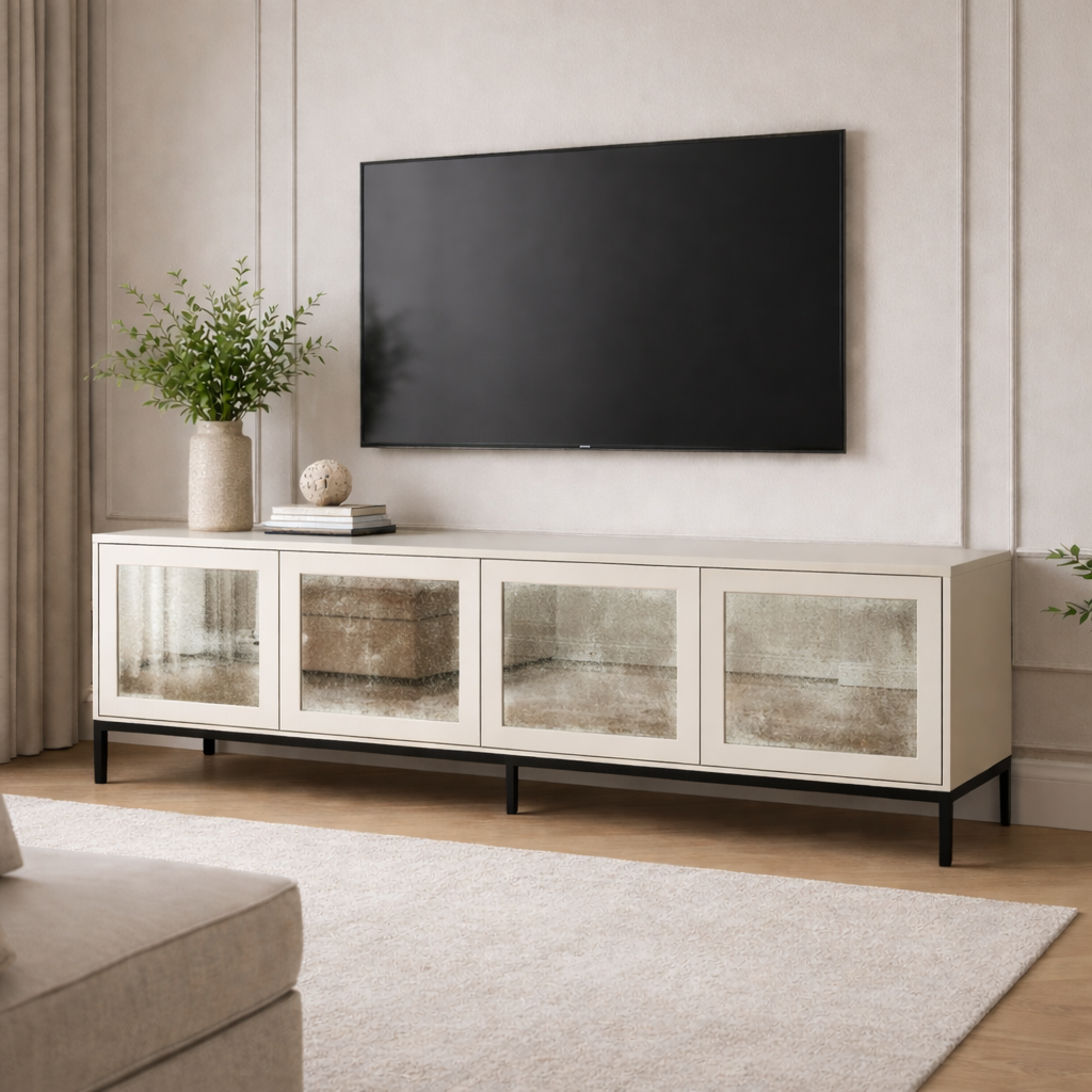 THE LOVER TV UNIT - ANTIQUE MIRRORED DOORS