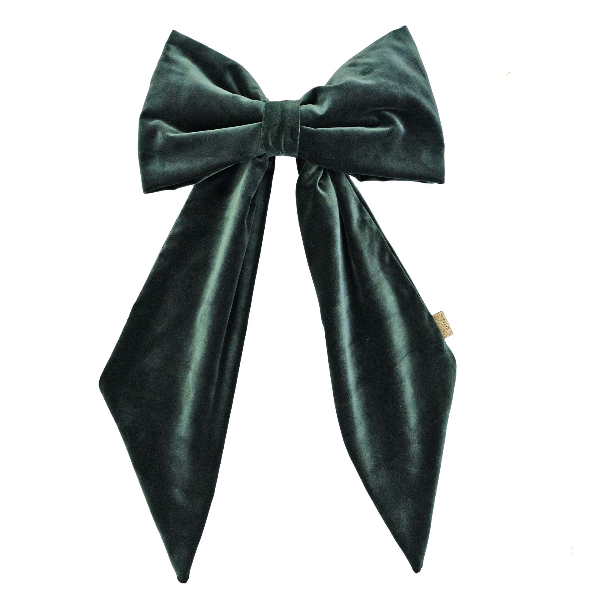 LATHAMS EXCLUSIVE GIANT BOW GREEN VELVET
