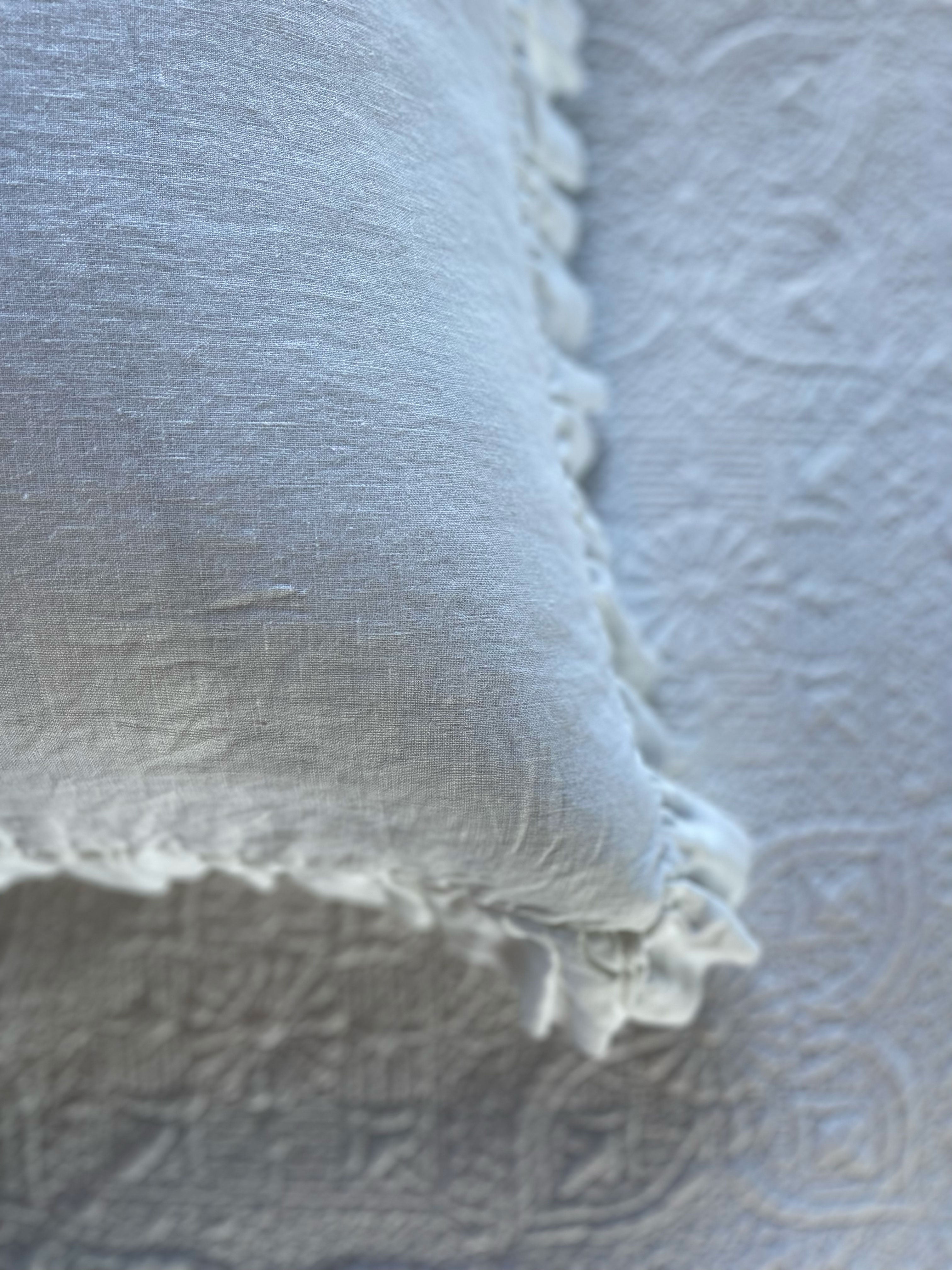 White Ruffle Cushion