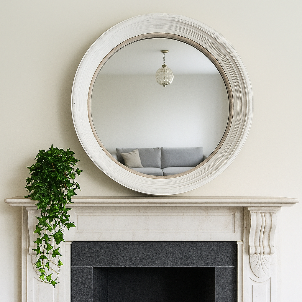 WHITE ROUND MIRROR