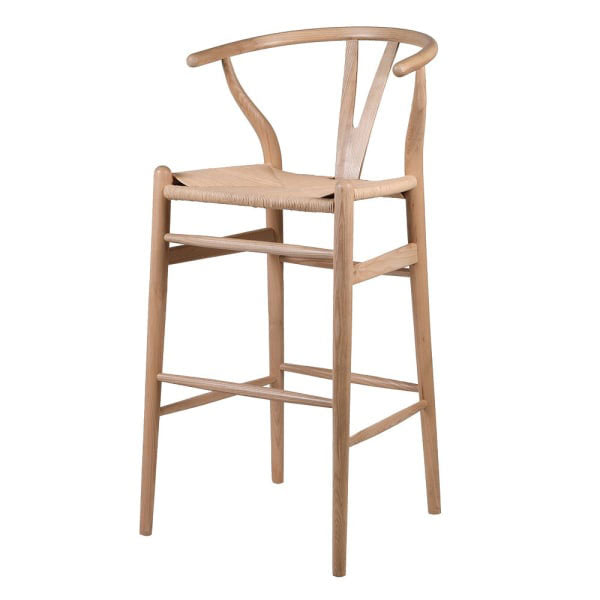 WISHBONE BAR STOOL - NATURAL ELM