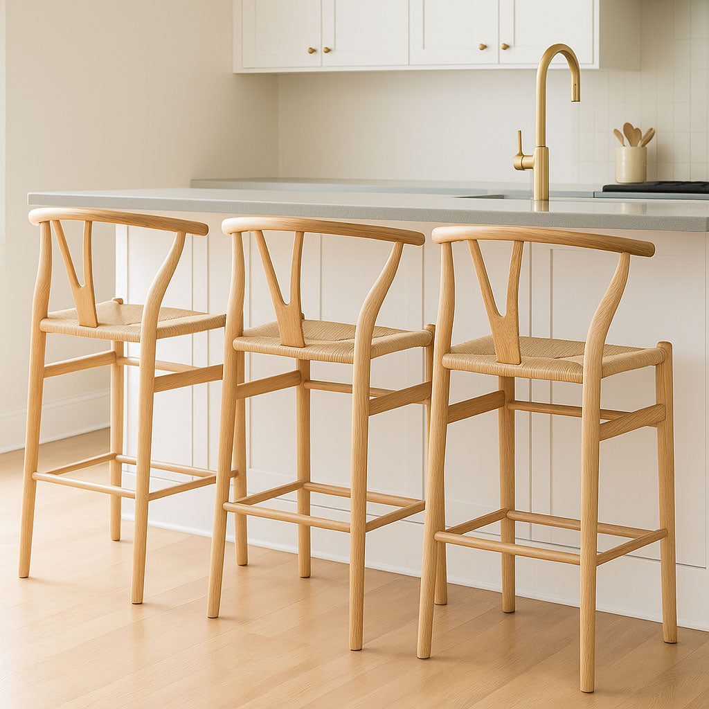 WISHBONE BAR STOOL - NATURAL ELM