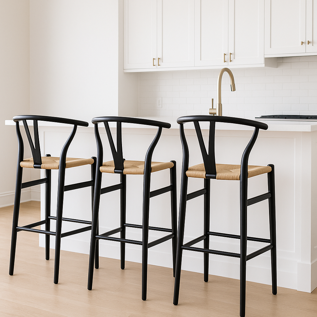 WISHBONE BAR STOOL - BLACK