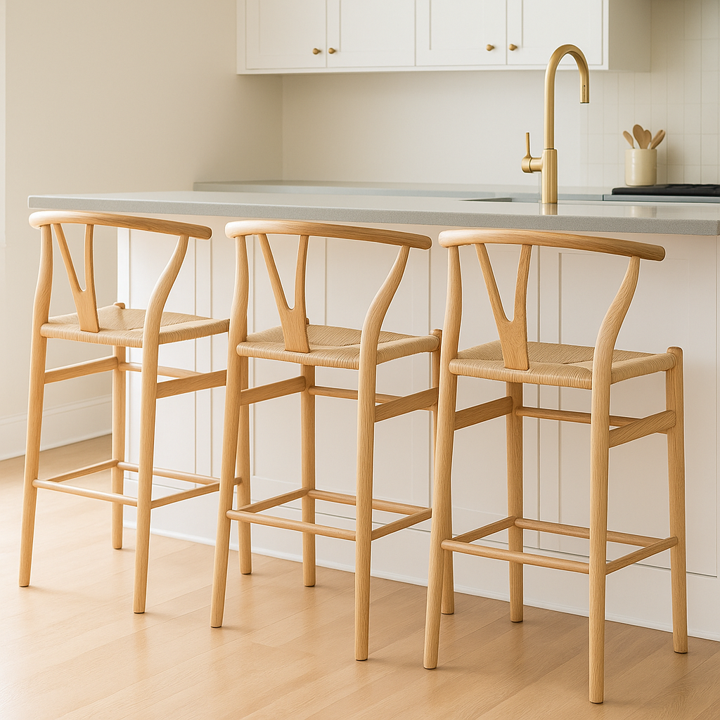WISHBONE BAR STOOL - NATURAL ELM
