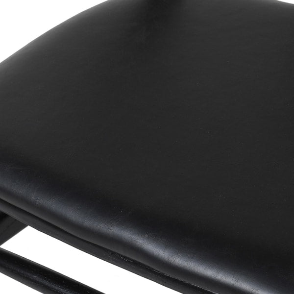 WISHBONE DINING CHAIR - BLACK WITH FAUX LEATHER SEAT