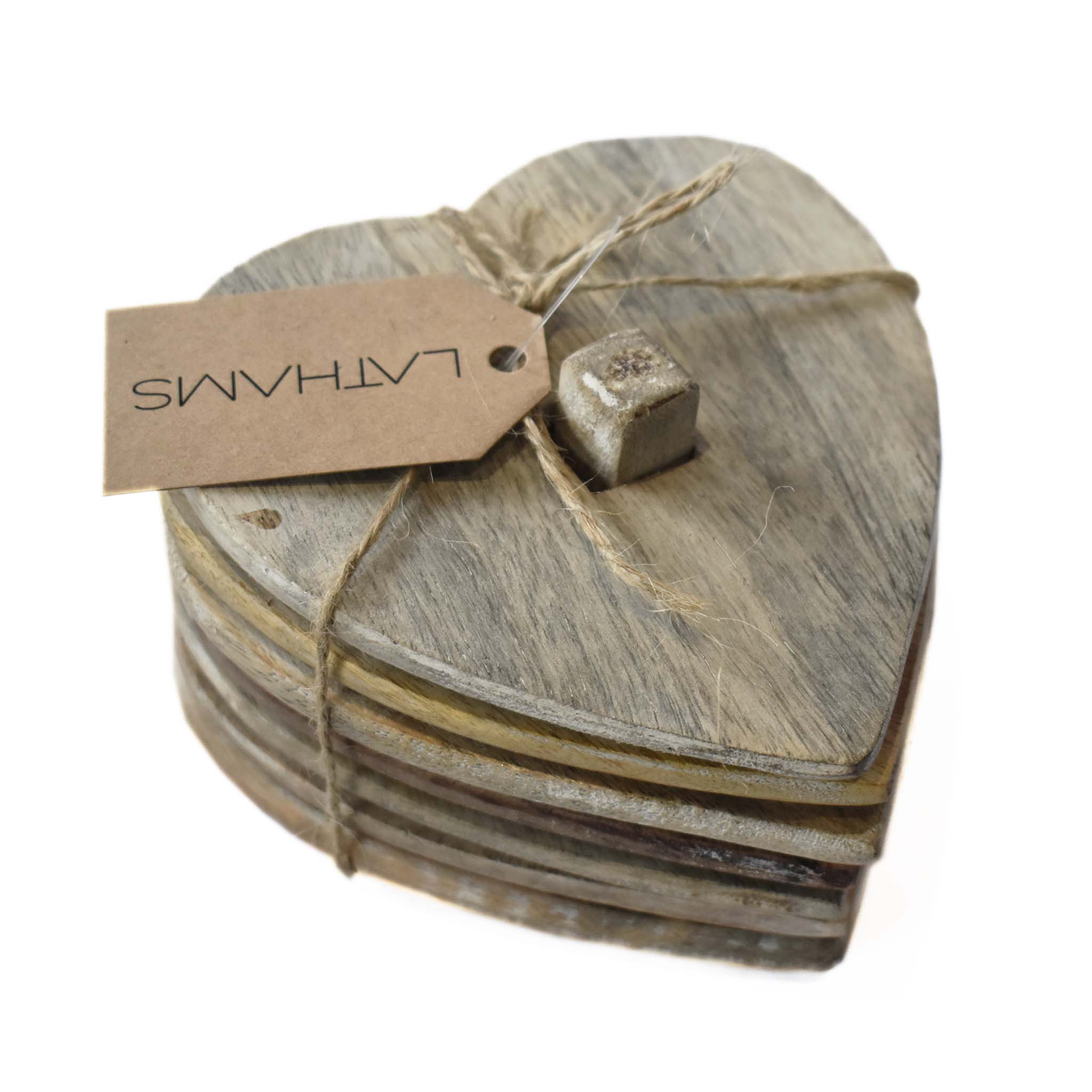 WOODEN HEART COASTERS