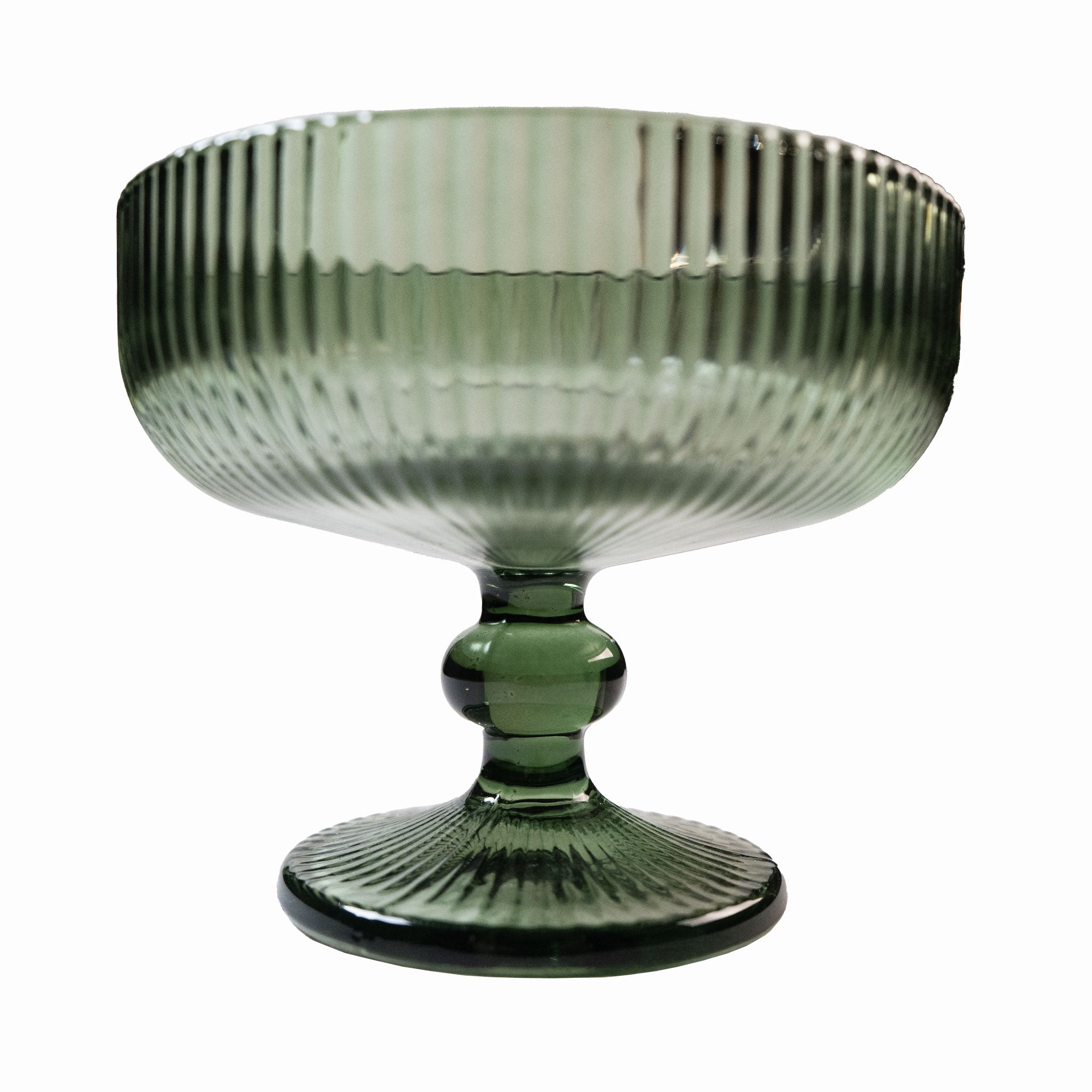 GREEN RIBBED CHAMPAGNE SAUCER